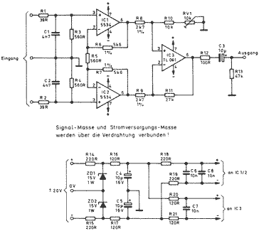 Schaltbild symmetrischer Eingangsverstärker
